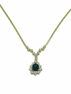 Collier pendentif diamants et saphirs certificat IGI