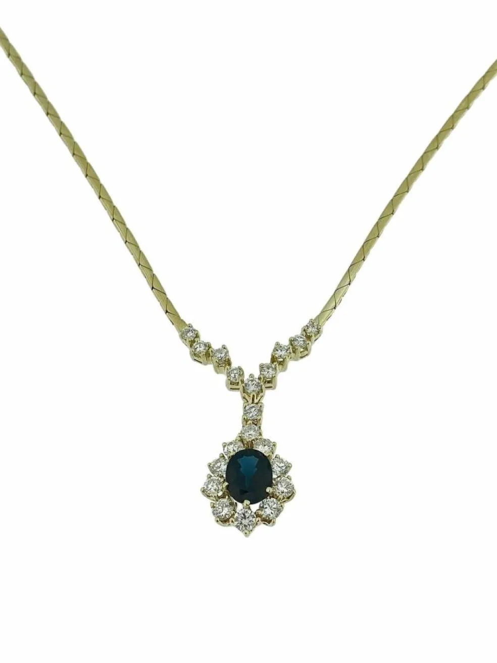 Collier pendentif diamants et saphirs certificat IGI