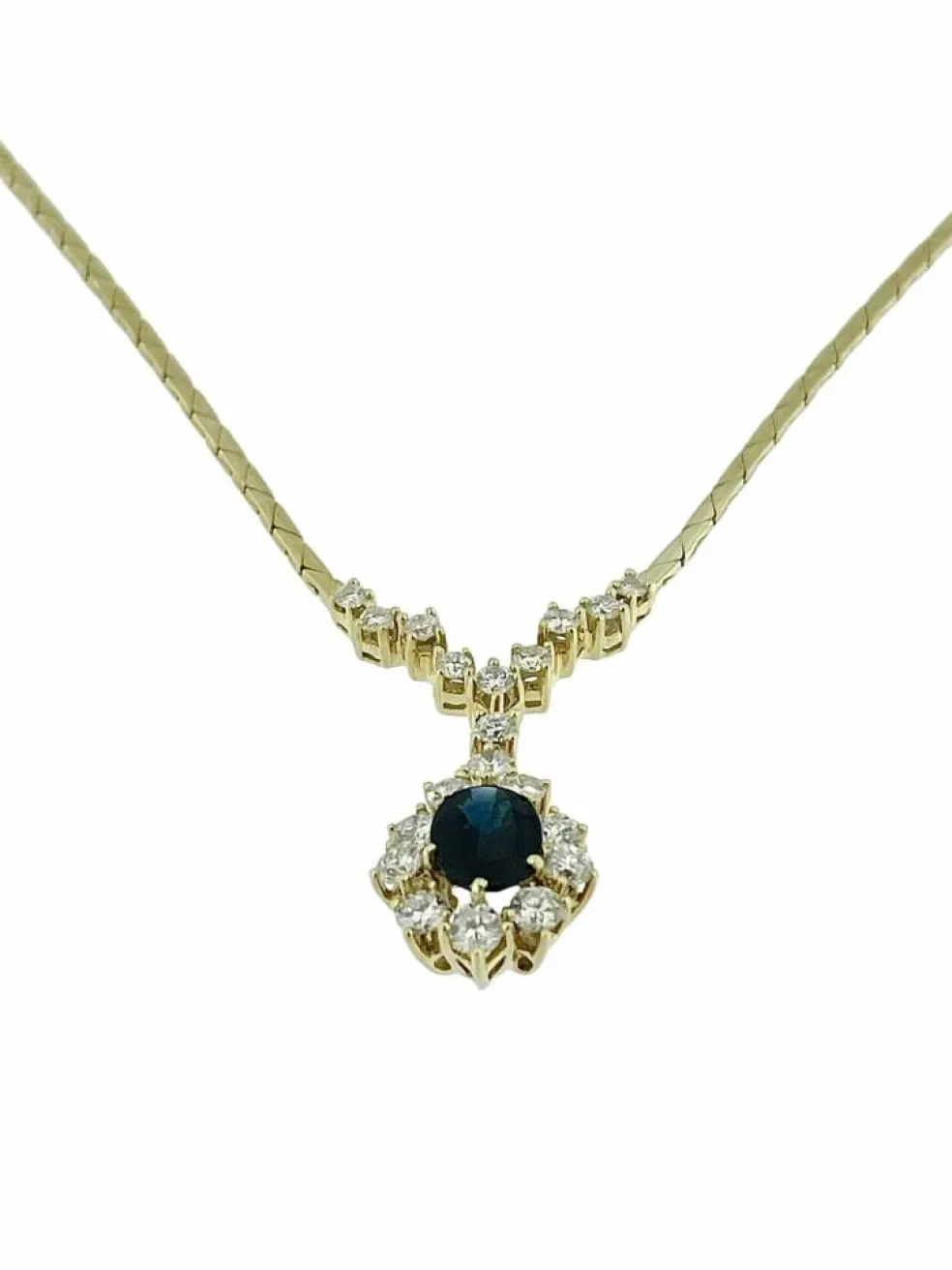 Collier pendentif diamants et saphirs certificat IGI