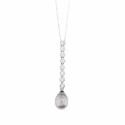 Collier pendentif diamants perles de Tahiti