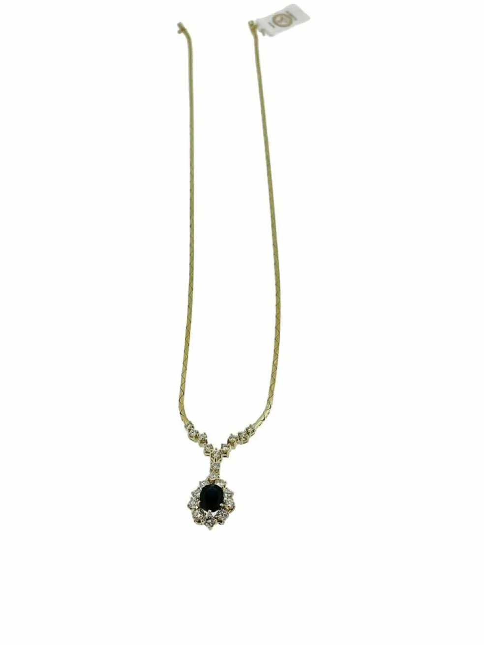 Collier pendentif diamants et saphirs certificat IGI