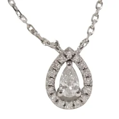 Collier pendentif en or blanc et diamants