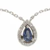 Collier pendentif en or blanc, saphir et diamants