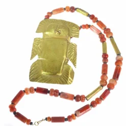 Collier pendentif en or, cornaline
