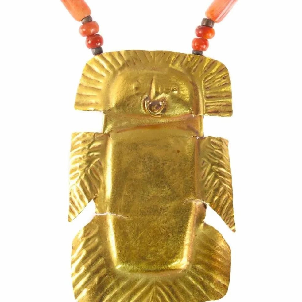 Collier pendentif en or, cornaline