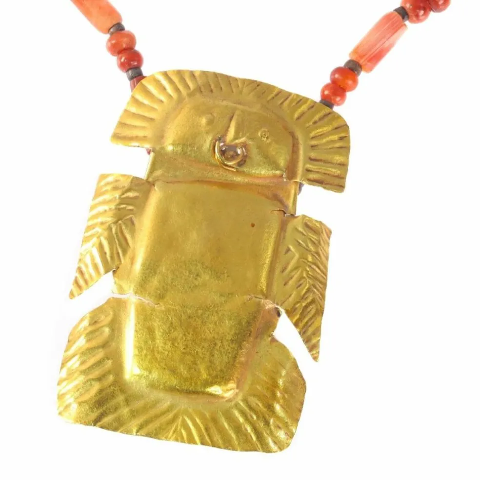 Collier pendentif en or, cornaline