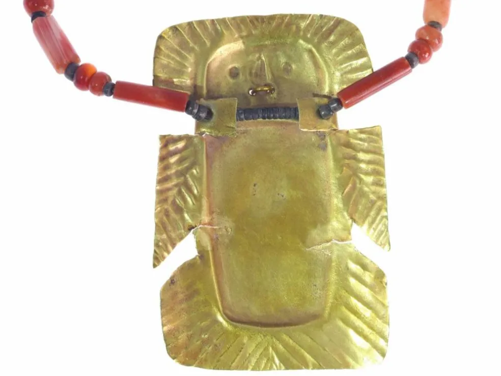 Collier pendentif en or, cornaline