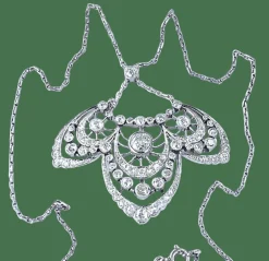 Collier pendentif en platine, diamants, époque 1900