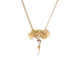 Collier Pendentif Feuillage Diamants Perle