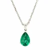 Collier pendentif émeraude 1, 32 diamants or blanc 18 carats