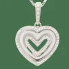 Collier pendentif multi coeurs or blanc diamants