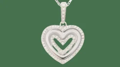 Collier pendentif multi coeurs or blanc diamants