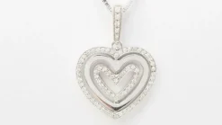 Collier pendentif multi coeurs or blanc diamants