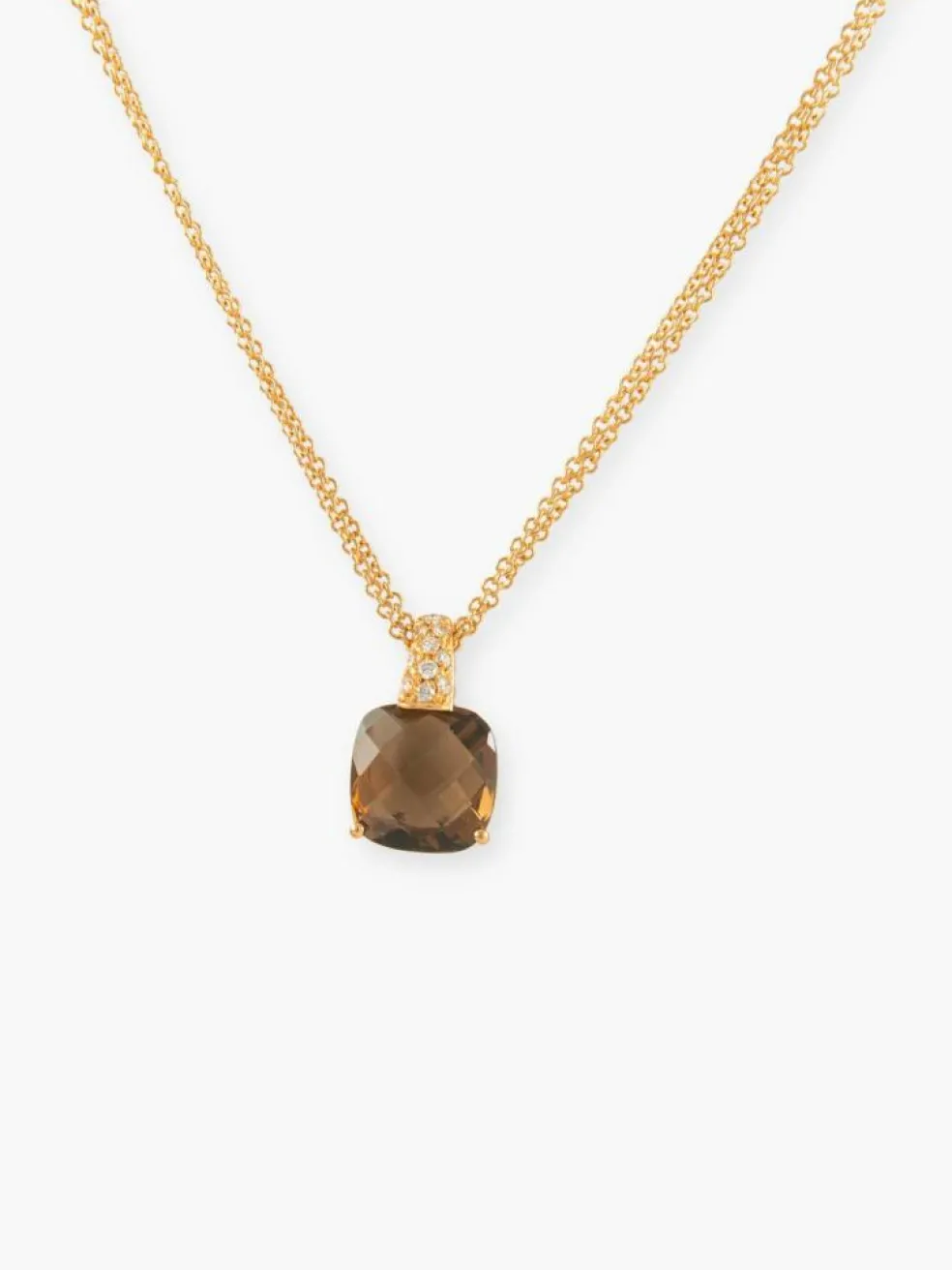 COLLIER PENDENTIF OR & QUARTZ FUME