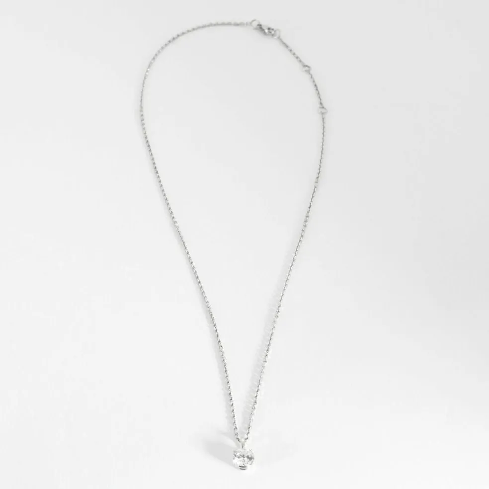 Collier pendentif or blanc et diamant