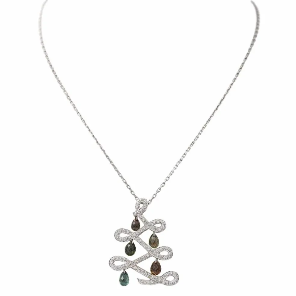 Collier Pendentif Or blanc Saphir