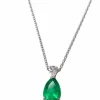 Collier pendentif or blanc, émeraude et diamant