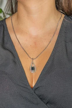 Collier Pendentif Or blanc Saphir