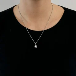 Collier Pendentif Or Blanc & Diamant
