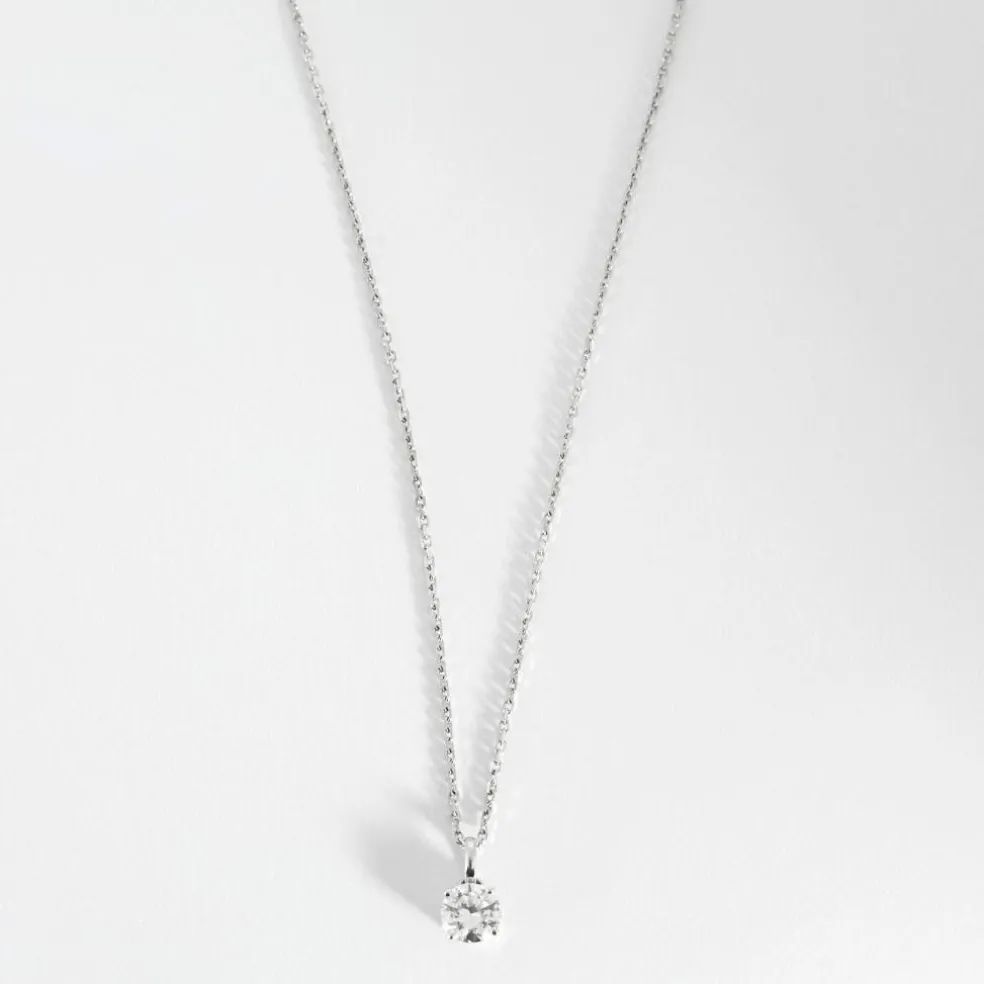 Collier pendentif or blanc et diamant