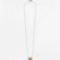 Collier pendentif or blanc tourmaline rose diamants en halo