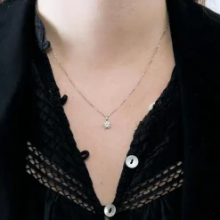 Collier pendentif or blanc et diamant