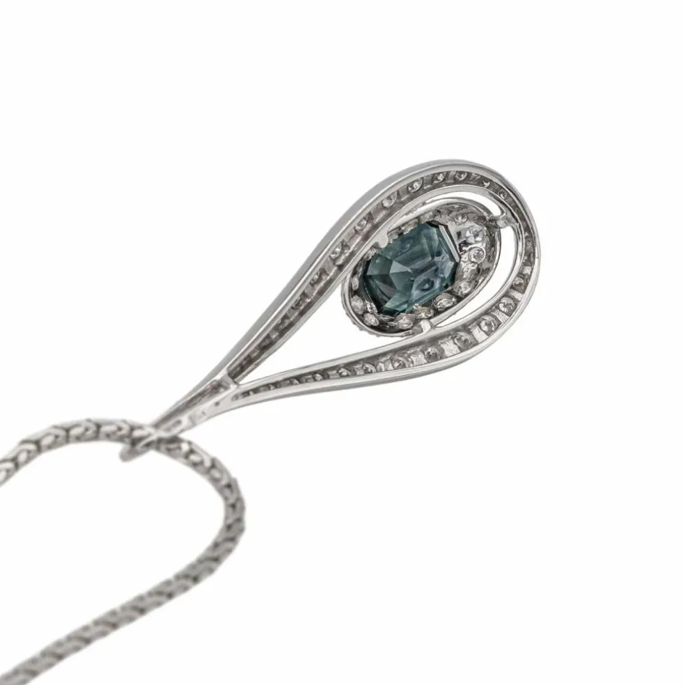Collier Pendentif Or blanc Saphir