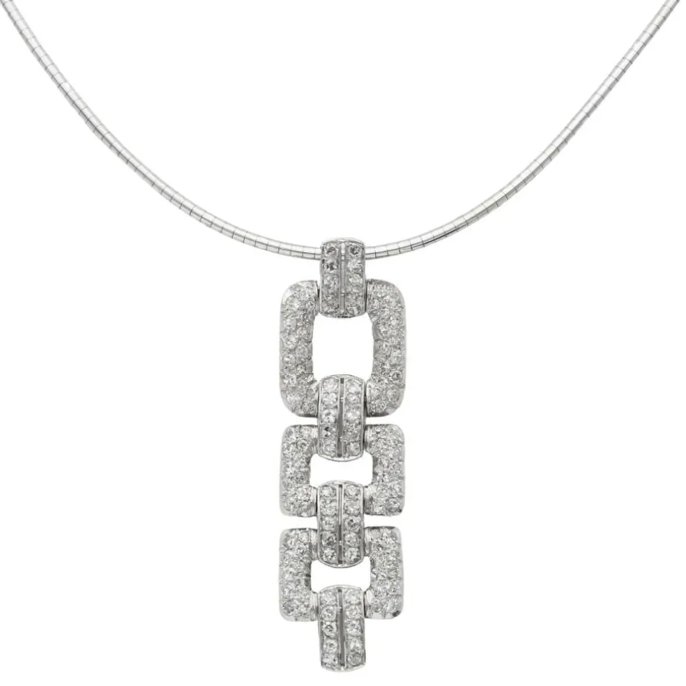 Collier Pendentif Or blanc Diamant
