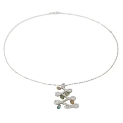Collier Pendentif Or blanc Saphir