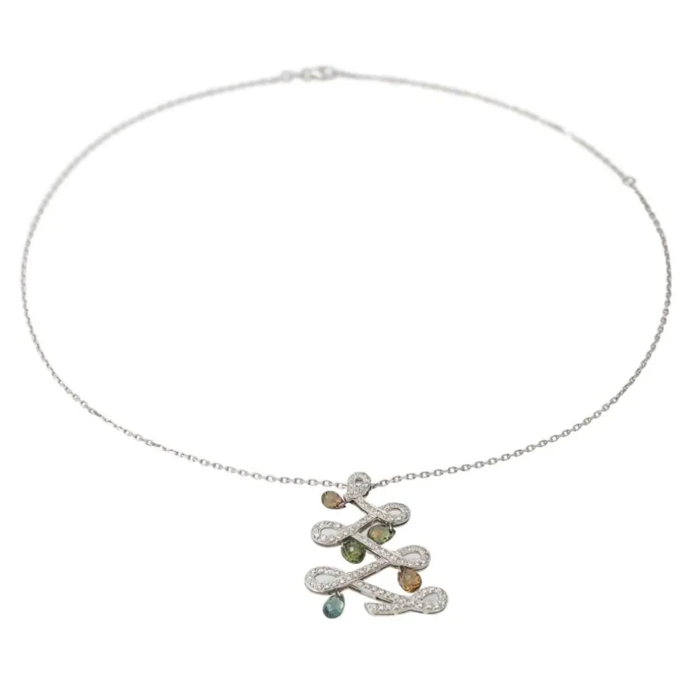 Collier Pendentif Or blanc Saphir