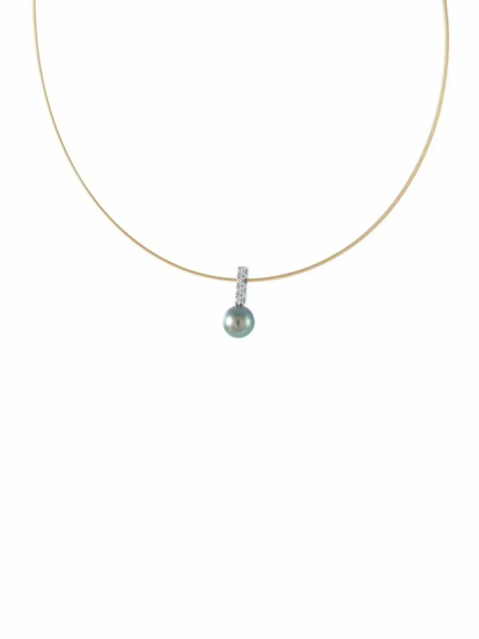 COLLIER PENDENTIF OR, DIAMANTS ET PERLE