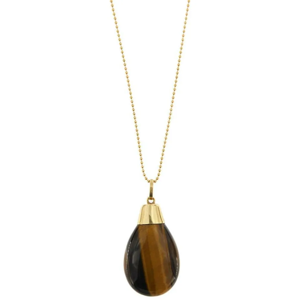 Collier pendentif Or jaune œil de tigre