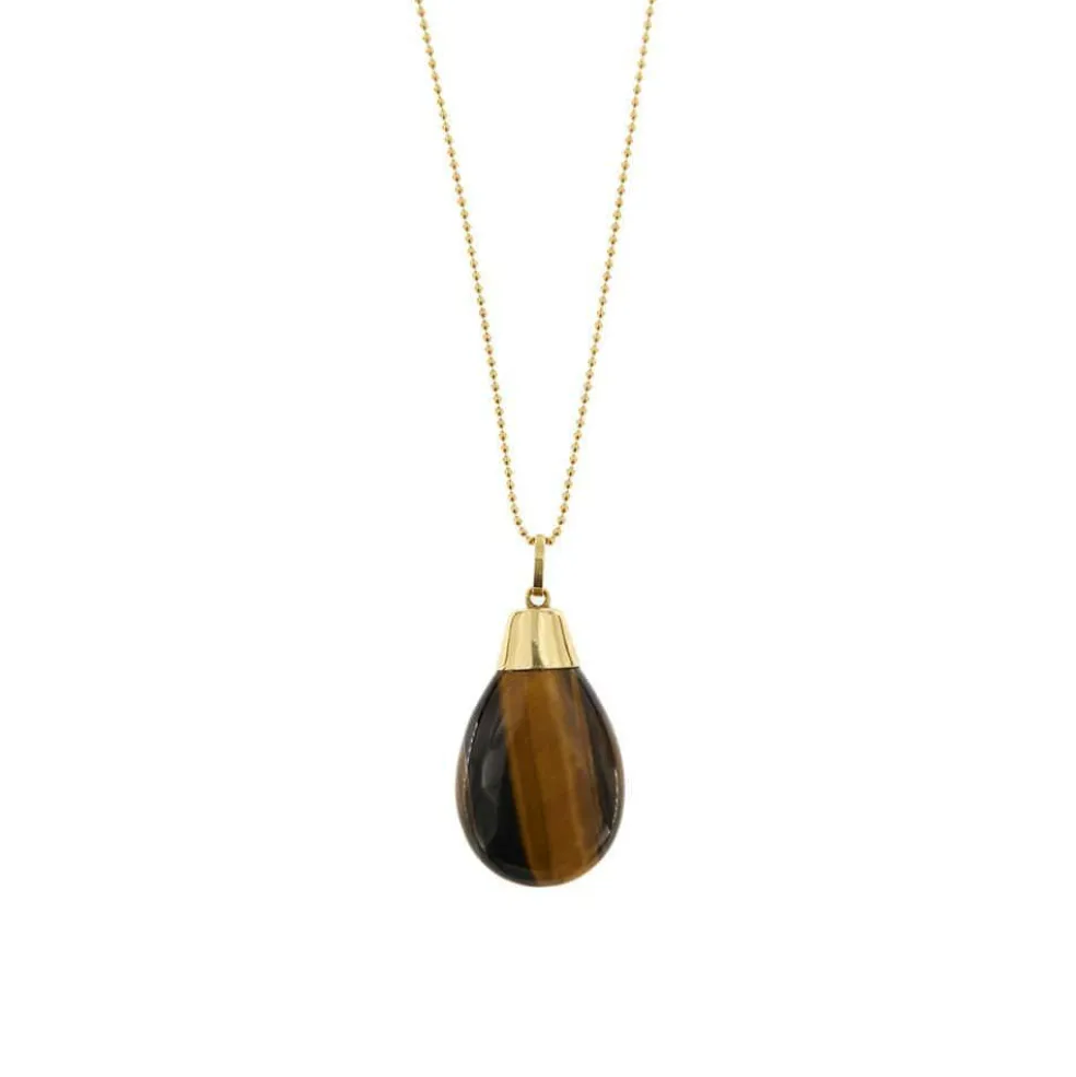 Collier pendentif Or jaune œil de tigre