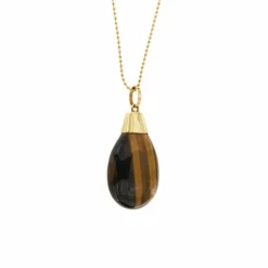 Collier pendentif Or jaune œil de tigre