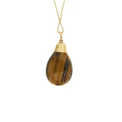 Collier pendentif Or jaune œil de tigre