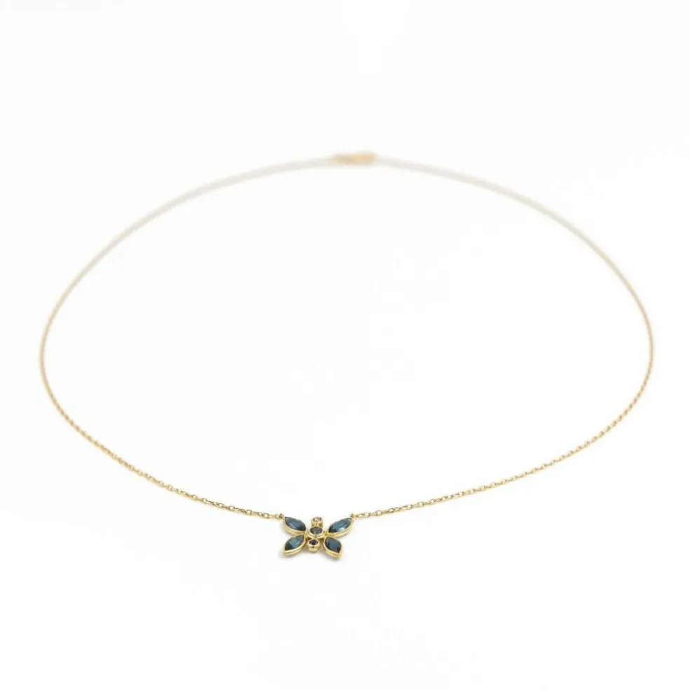 Collier Pendentif Or jaune Saphir