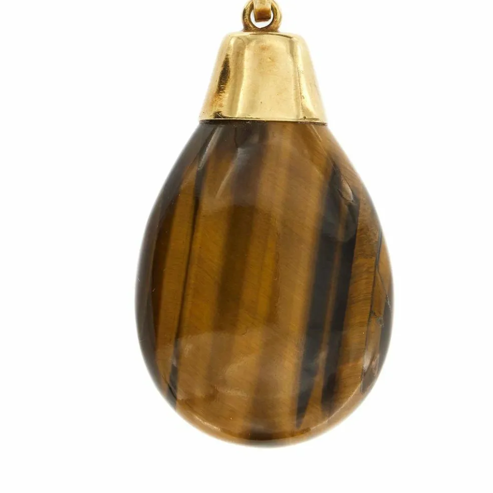 Collier pendentif Or jaune œil de tigre