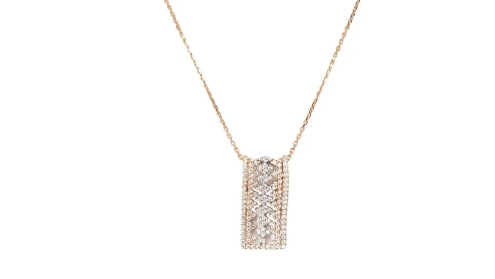 Collier pendentif or rose et diamants