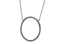 Collier Pendentif ovale diamants or blanc