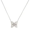 collier pendentif papillon 58 diamants 0.35ct or blanc 18k 6gr
