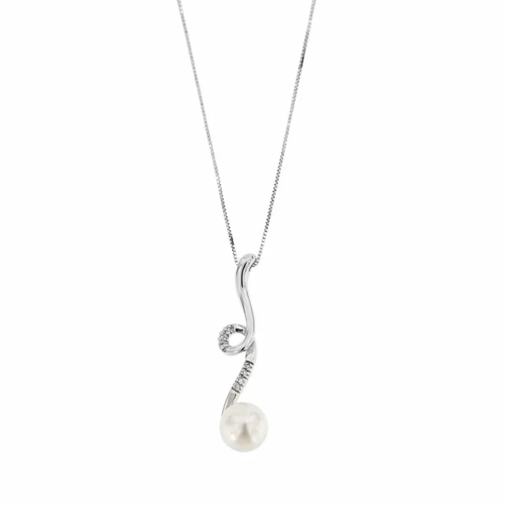 Collier pendentif perle diamants
