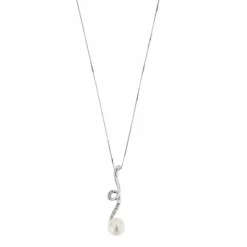 Collier pendentif perle diamants
