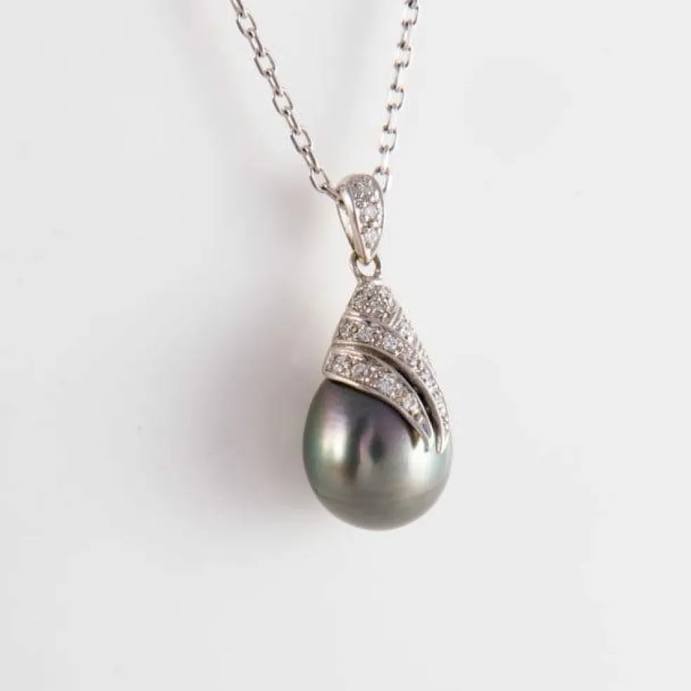 Collier pendentif Perle de Tahiti Diamants