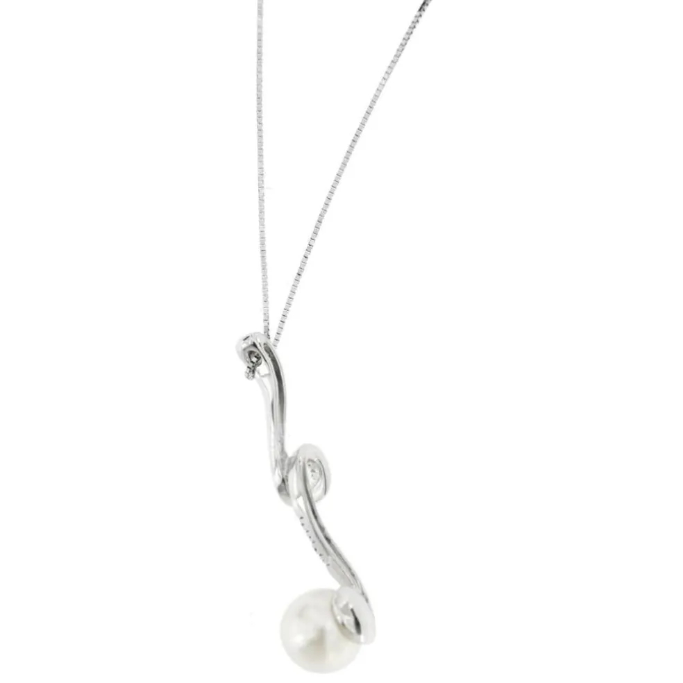 Collier pendentif perle diamants