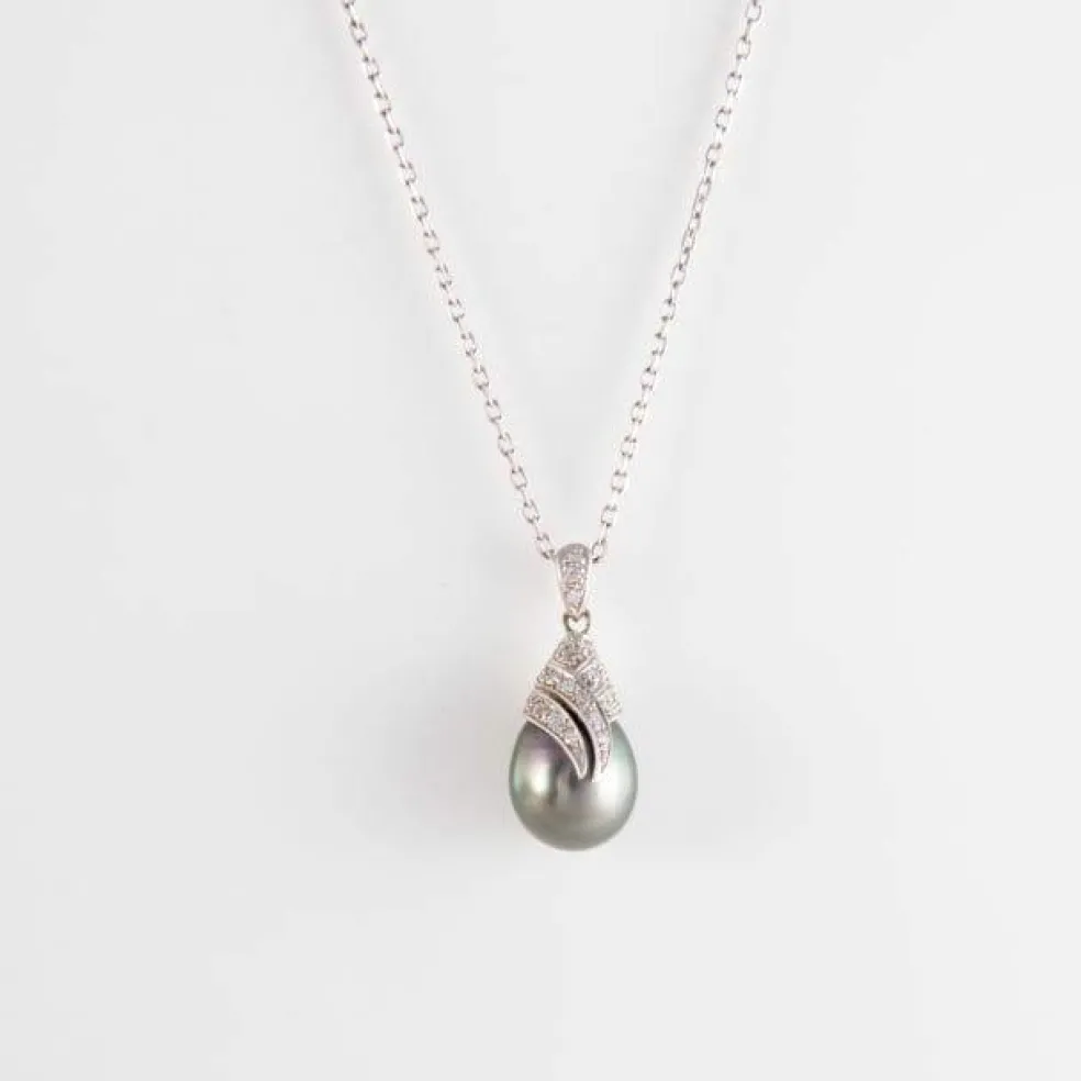 Collier pendentif Perle de Tahiti Diamants