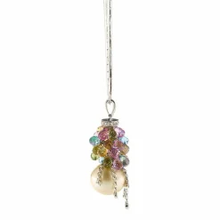 Collier pendentif perle pierres de couleur et diamants