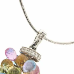 Collier pendentif perle pierres de couleur et diamants