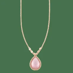 Collier Pendentif quartz rose, diamants
