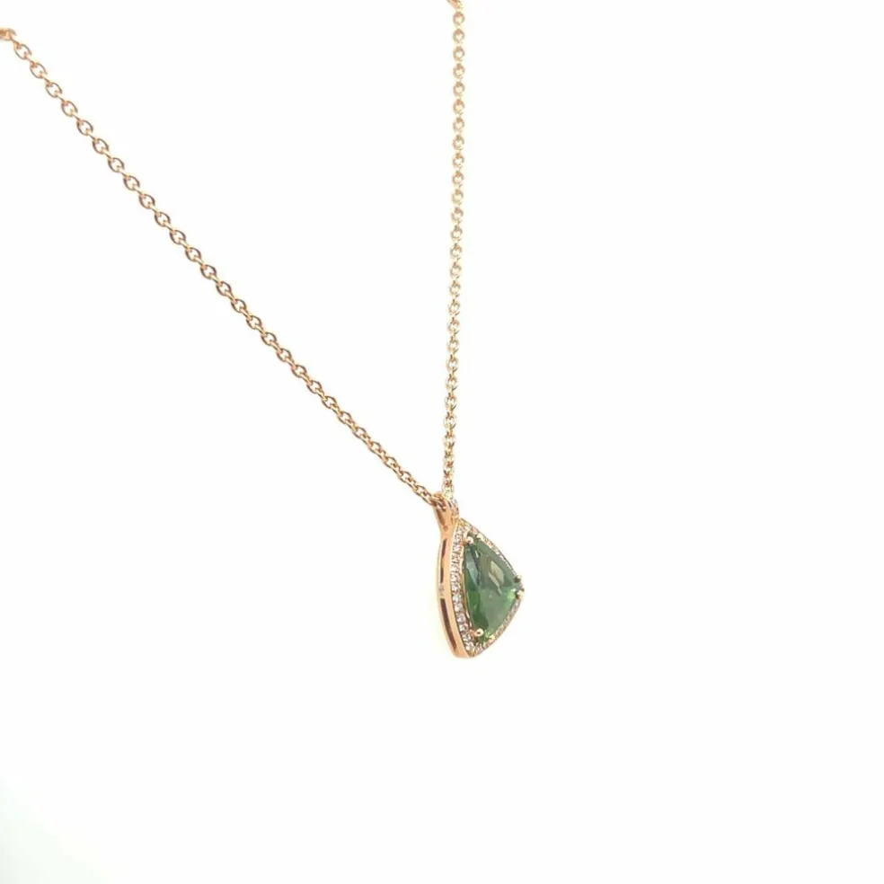 Collier pendentif Saphir vert 2, 27 Carats et Diamants