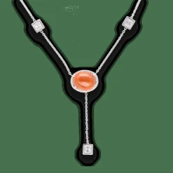 Collier pendentif spessartite diamants
